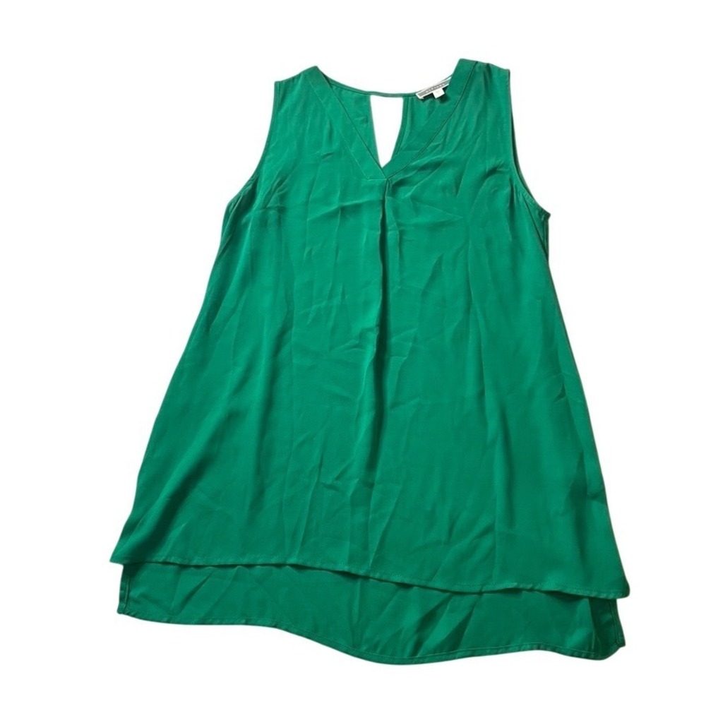 Pleione Womens Kelly Green Sleeveless V-Neck High-Low Blouse WAQ501250 Size S - Picture 1 of 2